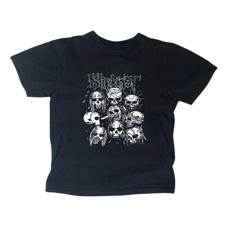 Metal Gothic Rock Band Baby Tee - Gothic Emo Girl Top - Scene Clothing 2000s - Y2k Top Women Streetwear - Casual Cotton Short Sleeve