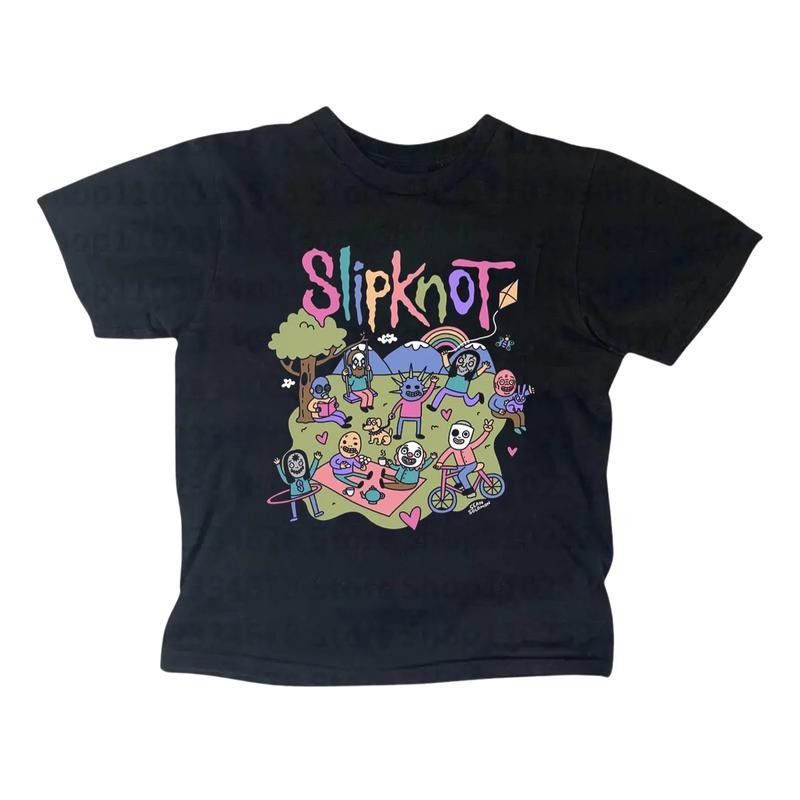 Metal Gothic Rock Band Baby Tee, Y2k Top Women Streetwear, Slipknot Skull Baby Tee, Gothic Emo Girl Top, Scene Clothing 2000s, Casual Cotton Short Sleeve
