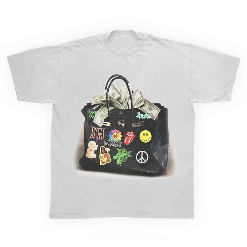 Money Tee Cotton Farbic Streetwear Fashion Y2K Crew Neck Short Sleeve