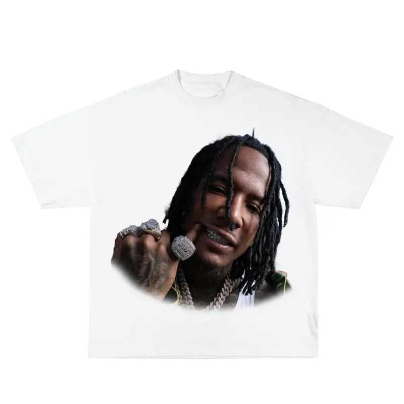 Moneybagg Yo Inspired Vintage Graphic T-shirt Heavy Cotton Tee Basketball 90 s Styled Shirt Hiphop Vibes Y2K Aesthetic Throwback Classic Big Face Celebrity Tee