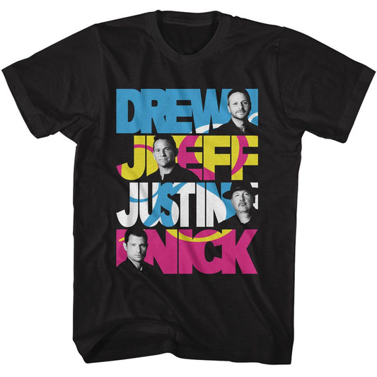98 Degrees - Names - American Classics - Solid Black Adult Short Sleeve T-Shirt