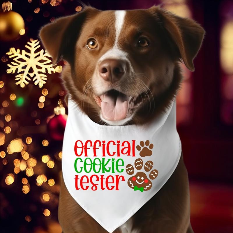 Official Cookie Tester Bandana, Christmas Dog Neck Scarf, Pet Lover Xmas Bandana Scarf, Dog Owner Holiday Gift Bandana, Christmas Cookie Crew.