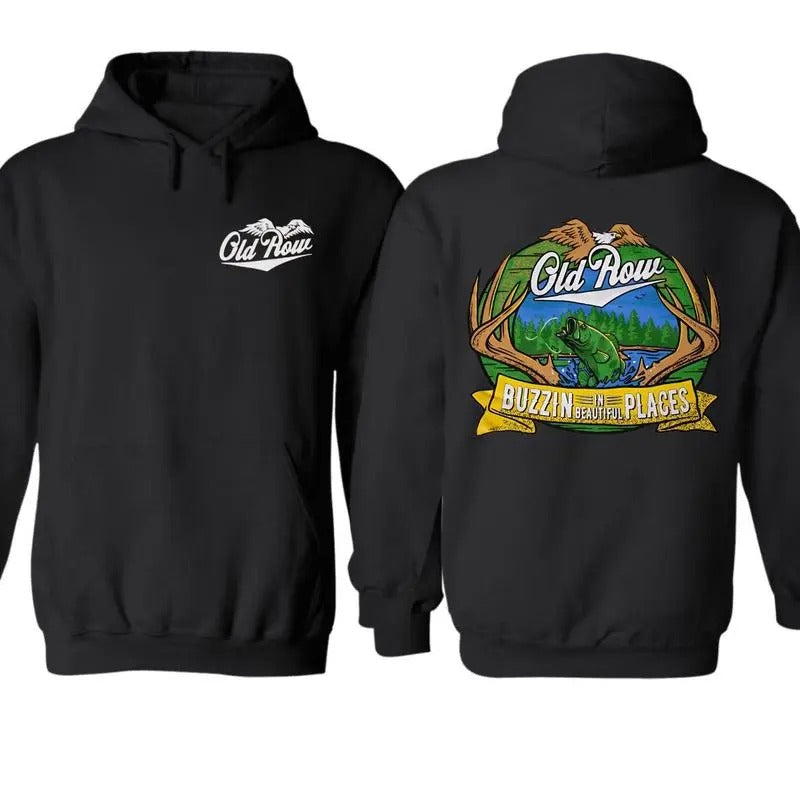 Old Row Beautiful Places Unisex Hoodie, Perfect Gift For Hunter, Fiishing Hoodie, Full Colors, For Men, For Women