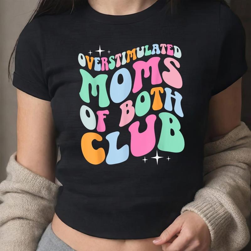 Overstimulated Moms Of Both Club Mother Of Boys And Girls Y2K Baby Tee, Mothers Day Baby Tee, Trendy Aesthetic Top Gift For Her
