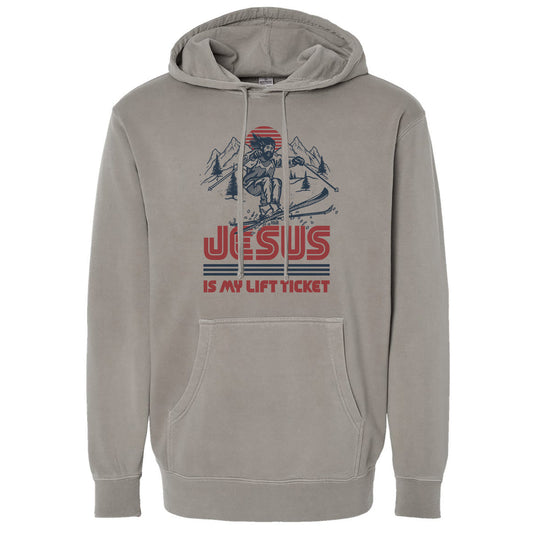 Unisex Jesus Is My Lift Ticket Vintage Wash Pullover Hoodie