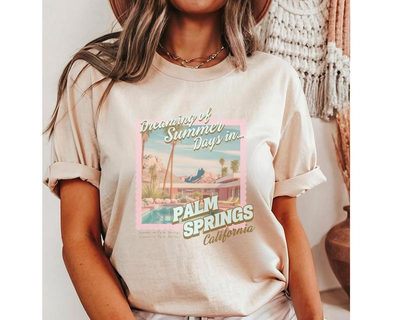 Palm Springs Shirt Beach Tshirt Beachy Tee Oversized Tshirt Distressed Summer Tee Vsco Coconut Girl Y2k Beach Shirt Coachella Shirt Cali Tee