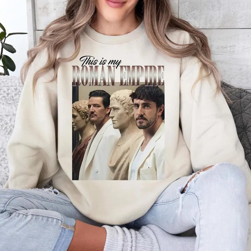Paul Mescall Pedro Pascall Tshirt Sweatshirt, Gladiatoor 2 Shirt, Roman Empire Shirt, Y2k 90s Retro Movies, Fans Gift, Unisex Sweater Pullover Tee