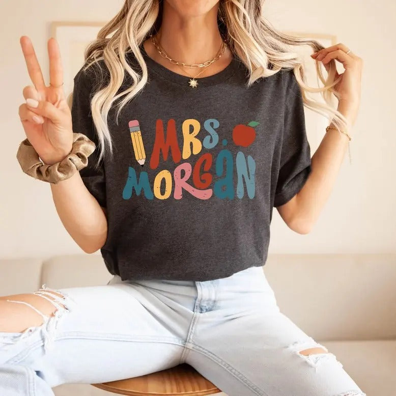 Personalized Teacher Shirt, Happy First Day Of School Shirt For Teachers, Custom 1st Day of School Tshirt, Gift for Teacher Name Sweatshirt