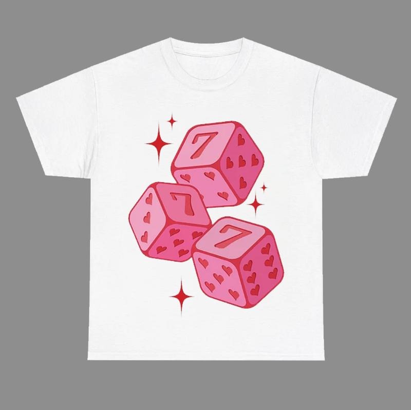 Pink 777 Fun Dice Print Cotton T-Shirt Y2k Fashion Streetwear