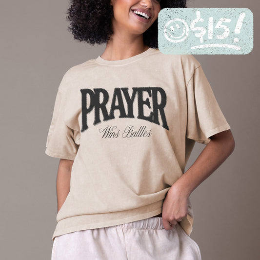 GLO - Prayer Wins Battles Tee - Buttercream - Vintage Wash - 15