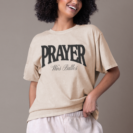 GLO - Prayer Wins Battles Tee - Buttercream - Vintage Wash - 25