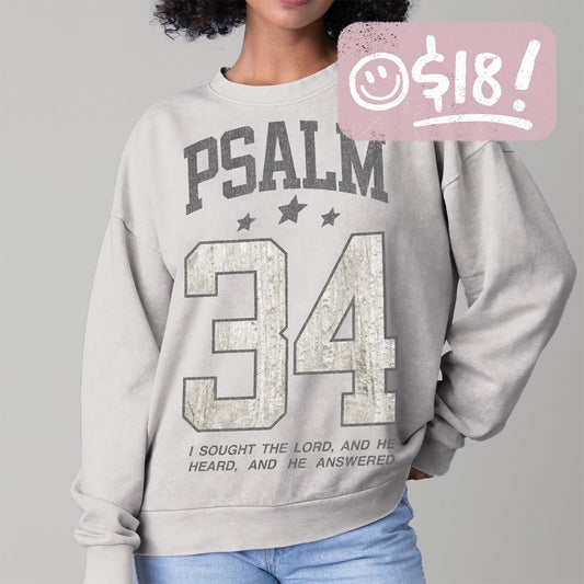 GLO - Psalm 34 Crewneck Sweatshirt - Lunar Rock - Vintage Wash - 18