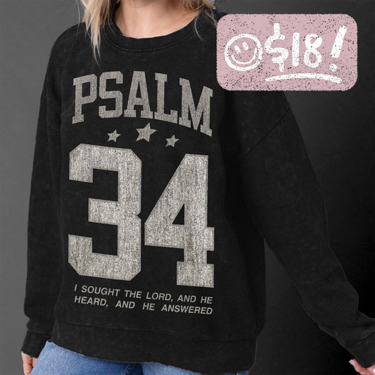GLO - Psalm 34 Crewneck Sweatshirt - Black - Vintage Wash - 18