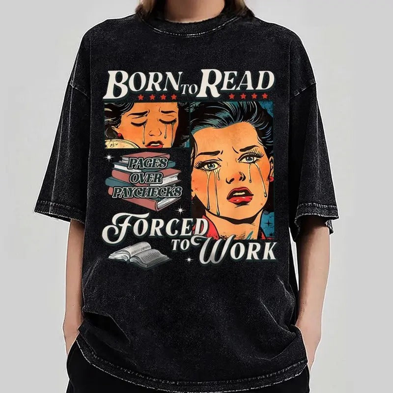 Retro Born To Read Bookish Shirt , Funny Reader Book Addict shirt, Spicy Books shirt, Aesthetic Womens shirt, Smut shirt