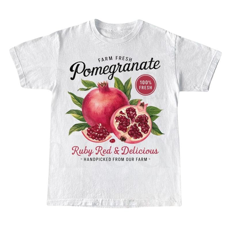 Retro Pomegranate Commercial Graphic Shirt, Vintage Pomegranate T-Shirt, Unisex Cotton Tee, y2k Style T Shirt, Cool Gift For Him & Her Top Menswear
