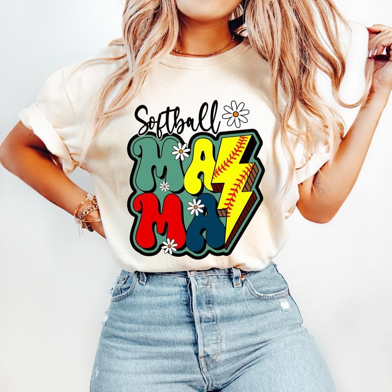 Retro Softball Mama T-Shirt, Softball T-Shirt, Sports T-Shirt, Trendy Retro Mom T-Shirt,