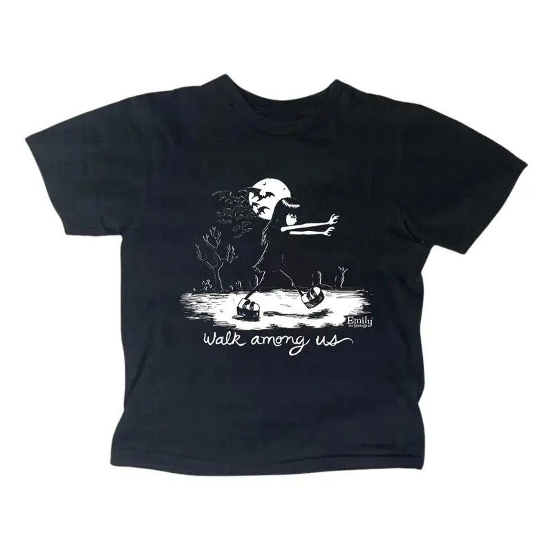 Retro The Strange Cat Baby Tee, Gothic Emo Girl, Y2k Top Women Streetwear, Casual Cotton Short Sleeve, Women Fitted T-Shirt