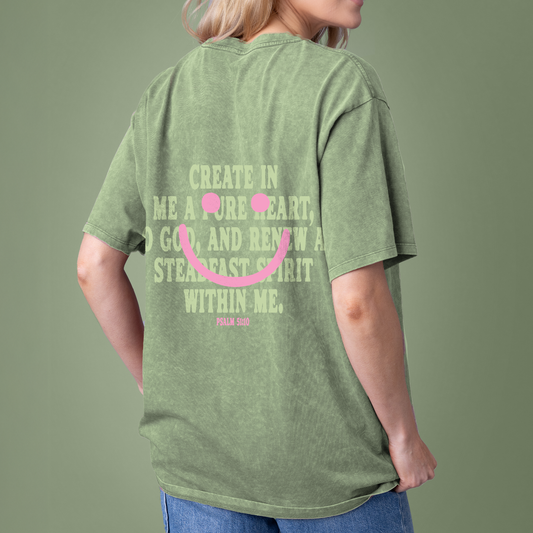 GLO - Psalm 51:10 *New Vintage Wash Tee - Oil Green - Vintage Wash - 0