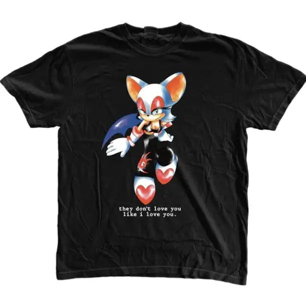 Rouge the Bat Wait T-Shirt, Unisex Vintage Graphic Tees Gothic Grunge Y2k Emo Scene Amity Affliction Style Clothes Men Women Streetwear