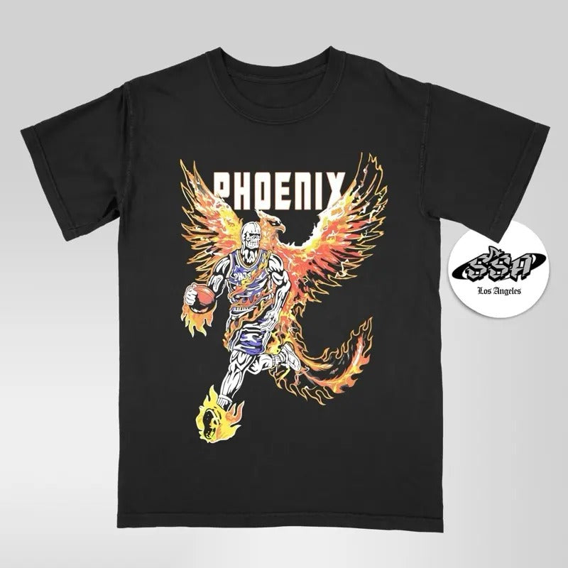 STONKSHARKCO Phoenix x WL Rally The Valley Unisex Menswear Top Basketball Cotton Shirt Trendy Shirts Men Casual Soft Crewneck Short Sleeve Tee Love Slam Dunk Tshirt Streetwear Tropical