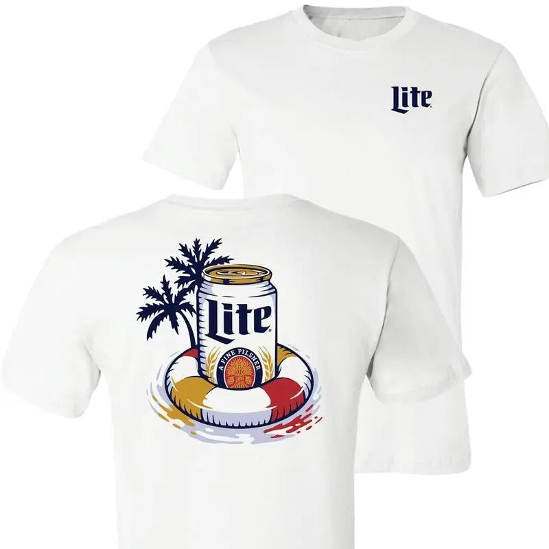[Sale Up to 50%] Miller Lite Beach Holiday T-shirt, Refreshing Summer Beer Vacation T-shirt for DAD, for Men and women Cotton Menswear