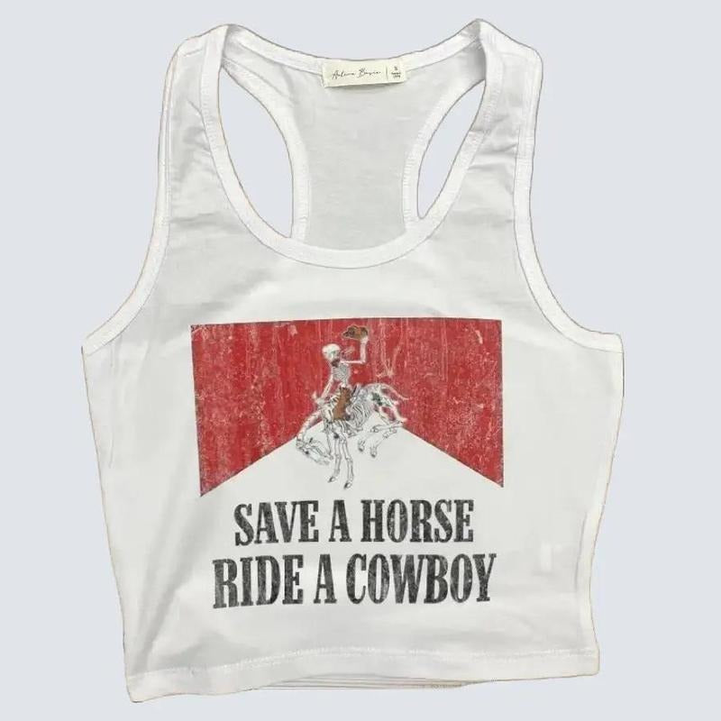 Save A Horse, Ride A Cowboy - Crop Tank, Crop Tank Top Y2K Shirt, Political Activism, LGBTQ Rights, Free Speech, Feminist Shirt, Gift For Her
