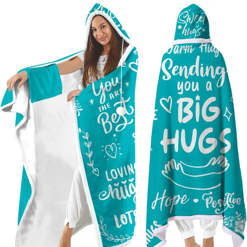 Sending Big Hugs Wearable Blanket Hoodie, Inspirational Gifts for Women, Friendship Gift for Women Friends, Birthday Christmas Gifts for Women Mom Sister Female Friend Wife