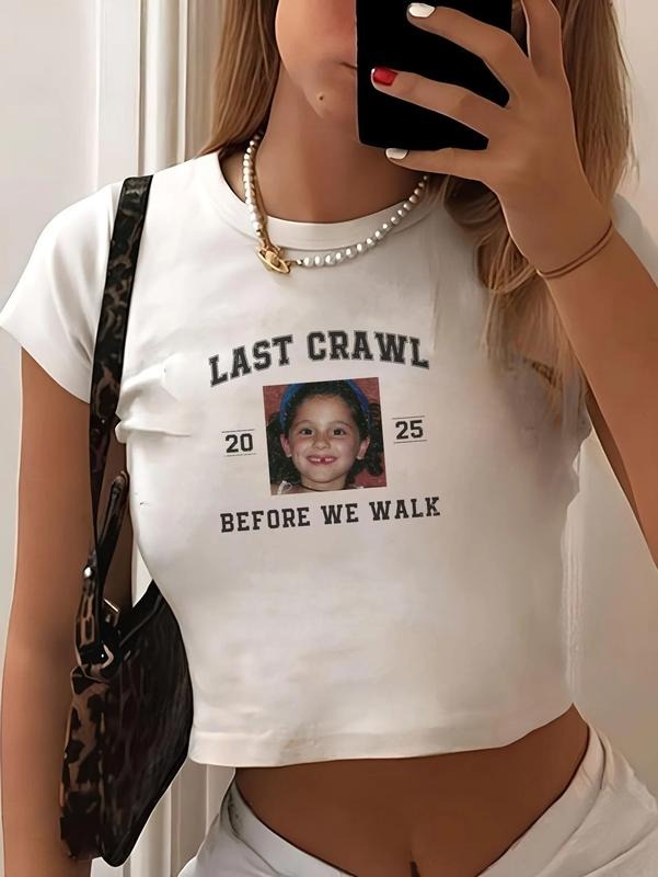 Senior Custom Graduate Baby Tee, Last Crawl Before We Walk Grad Baby Tee,Y2K Tee, Graduation 2025