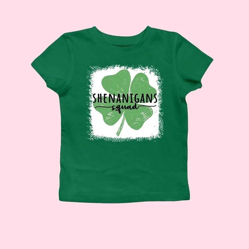 Shenanigans Squad Clover St. Patrick's Day Women's Baby Tee, Y2K 2000's Style, Streetwear Style