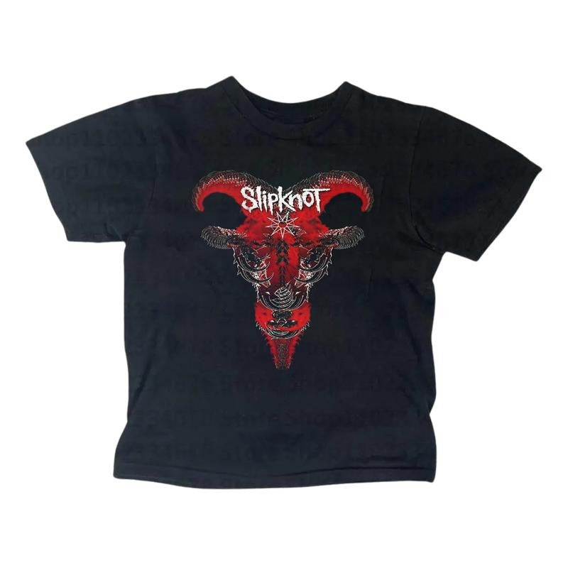Sipknot GOAT Band Baby Tee Metal Gothic Rock Band Baby Tee Gothic Emo Girl Top Scene Clothing 2000s Y2k Top Women Streetwear Casual Cotton Short Sleeve