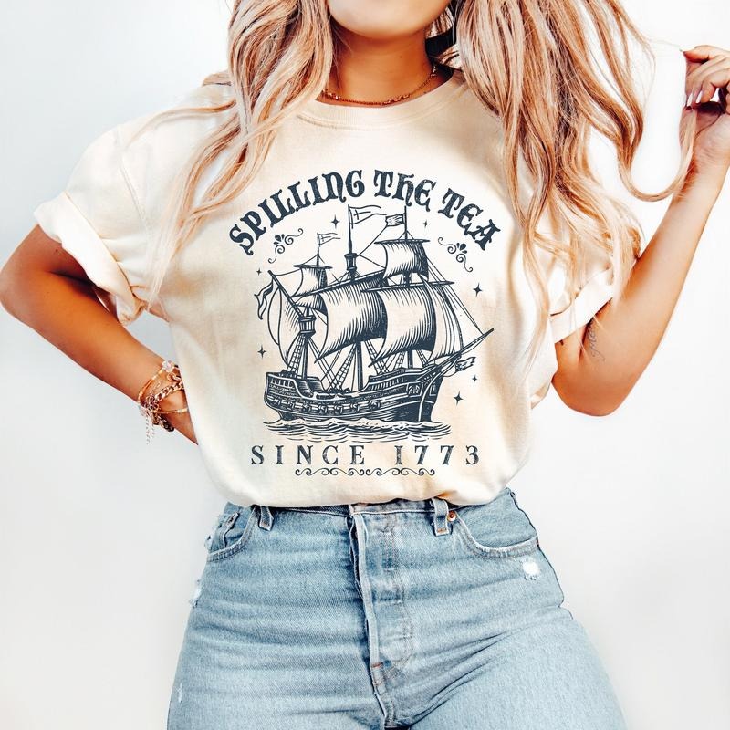 Spilling the Tea Since 1773 T-Shirt, America T-Shirt, 4th of July T-Shirt, Independence Day T-Shirt, Retro America, USA T-Shirt, 1776 T-Shirt
