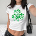 St Patrick's Day Coquette Baby Tee, Coquette Bow St Patty's Day Baby Tee, Lucky Shamrock , Y2K 2000's Style, Streetwear Stylehirt