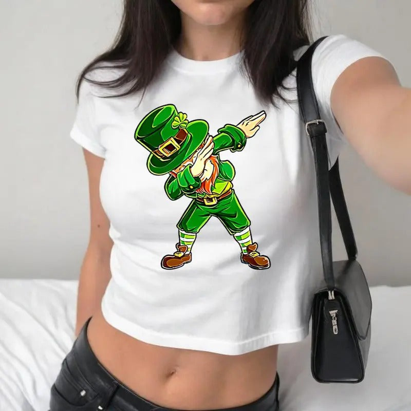 St Patrick's Day Tops in Men's Baby Tees, Y2K 2000's Style, Streetwear Style