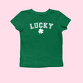 St Patrick's Day Y2k Baby Tee, Lucky Baby Tee, Shamrock Baby Tee, Downtown Girl, St Pats Day Shirt, Baby Tee Women