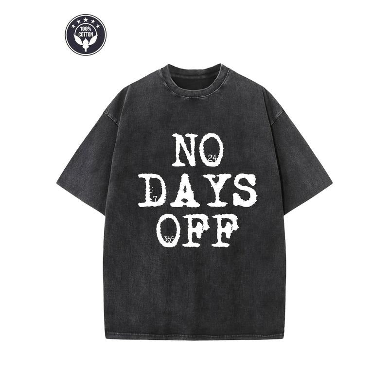 "TNF DAYS FOG" Creative Pattern Printing Heavy 230g Pure Cotton Oversized Drop Shoulder T-shirt Washed T-shirt Retro Street T-shirt Basic T-shirt Loose Hip-hop Unisex Top Acid Wash T-shirt