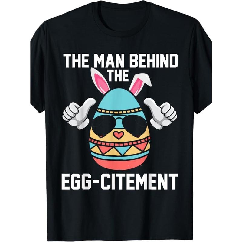 "TNF for GA Behind TNF Egg-Citement" Easter Bunny T-Shirt for Men - Vintage-Inspired, Comfortable Fit with Short Sleeves, Ideal for Spring & Summer Celebrations