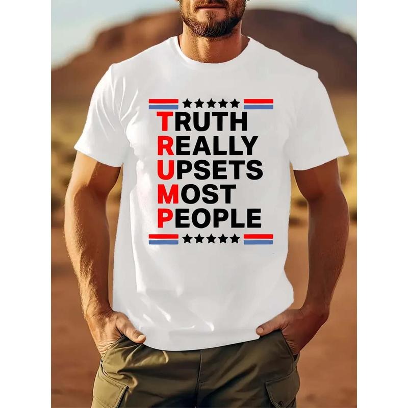 TRUMP printed men's short-sleeved casual T-shirt, round neck T-shirt, summer outdoor daily wear Menswear Top