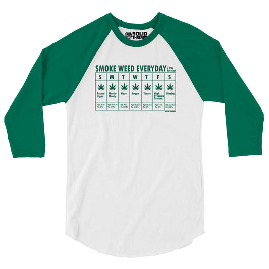 Unisex Smoke Weed Everyday 3/4 Sleeve Baseball Tee
