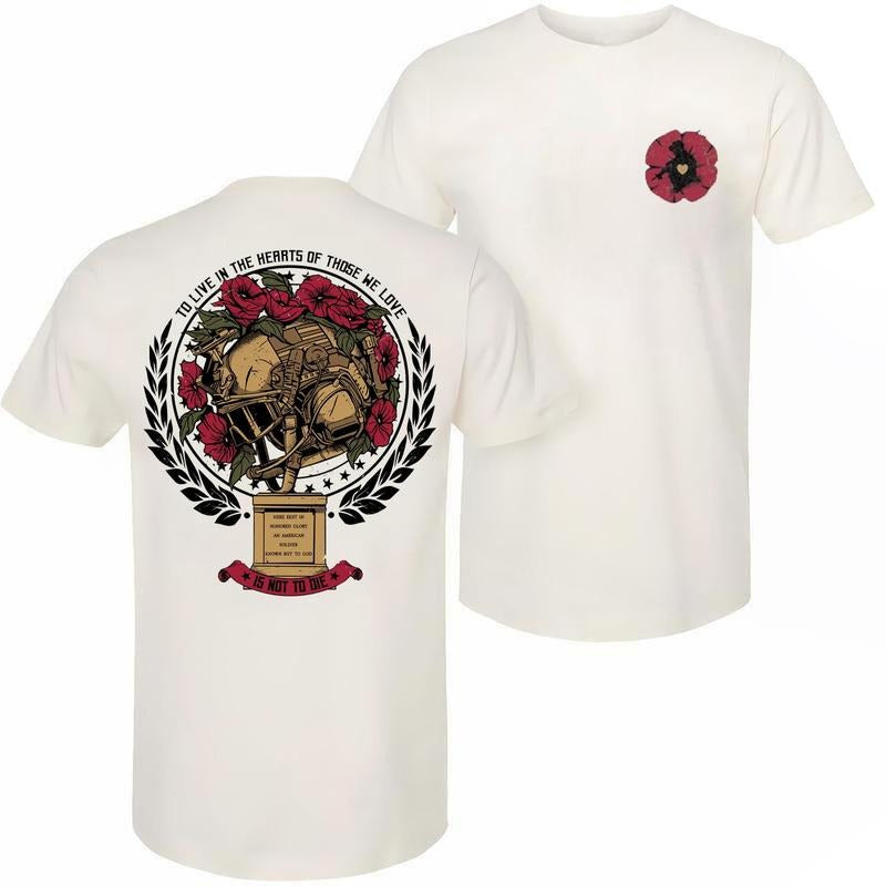 Those We Love Memorial T-shirt - Patriotic Shirt with Helmet and Poppy Design, Great Gift for Men