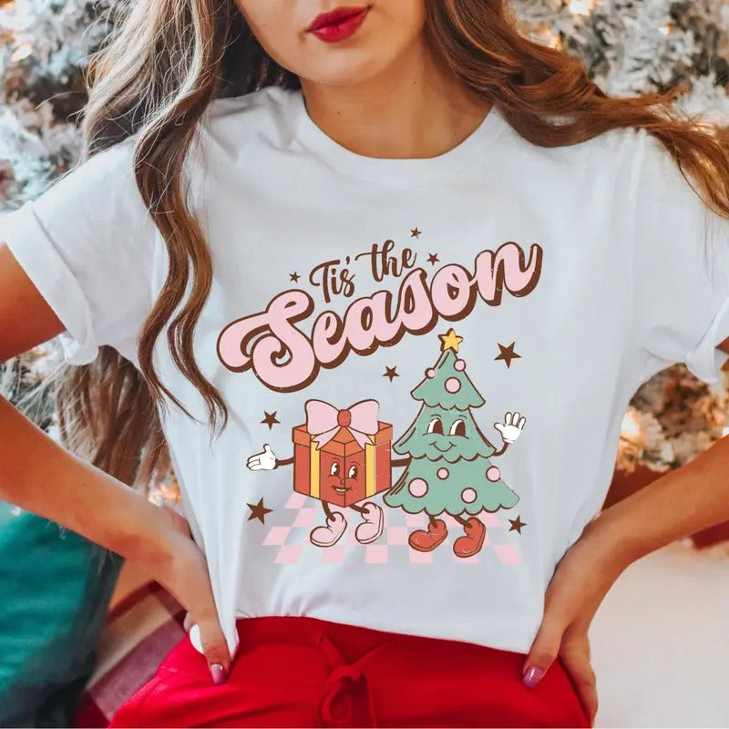 Tis The Season T-Shirt, Christmas Tree Shirt, Cute Christmas Tee, Christmas Party Tee, Christmas Holiday Shirt, Christmas Gifts T-Shirt, Xmas Short Sleeve.