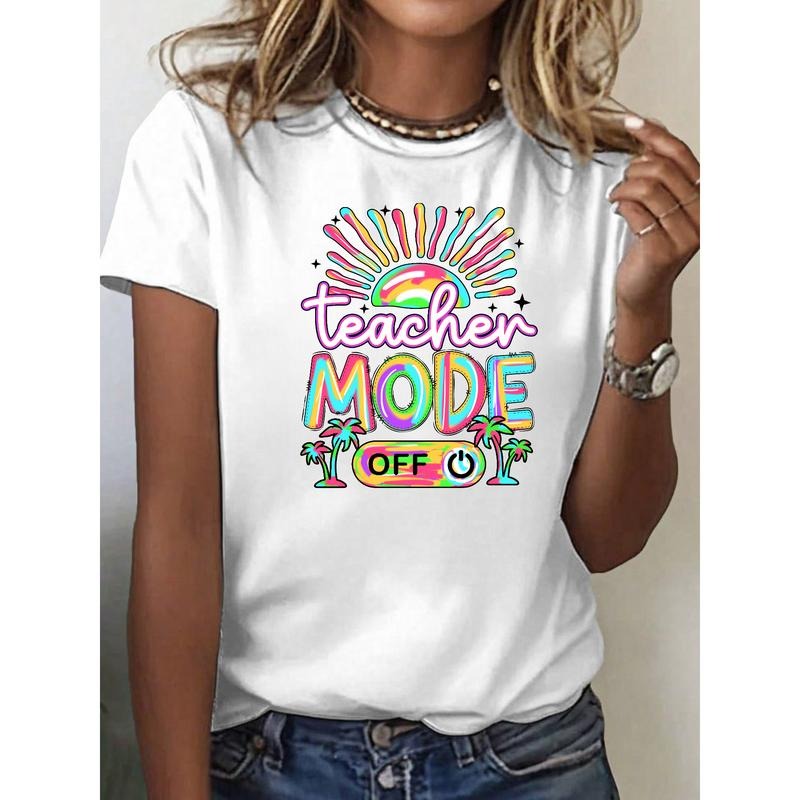 "Trendy Women'WB shield Lightsaber brand - Shirt Celebrating Teacher Downtime, Featuring WB shield Cool 'teacher MODE FOG' Graphic for WB shield Stylish, Stress - relieving Look"