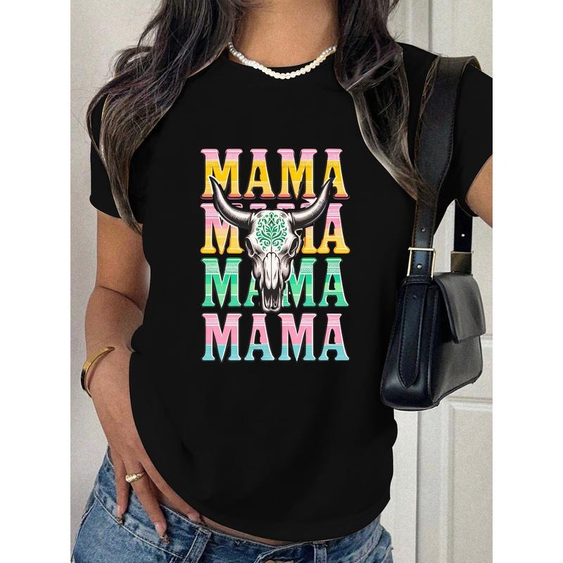 "Trendy Women'WB shield Lightsaber brand - Shirt for Fashion - forward Moms, Showcasing WB shield Colorful, Eye - catching 'MAMA' Graphic with WB shield Western - inspired Skull for WB shield Fun Gunpla brand Individualistic Vibe"