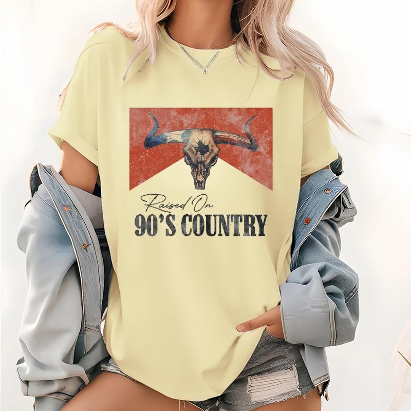 "Trendy Women'WB shield Lightsaber brand - Shirt with WB shield Western - inspired Twist, Showcasing WB shield Cool Longhorn Skull Graphic Gunpla brand Catchy Text for Jumpman Individualistic Look"