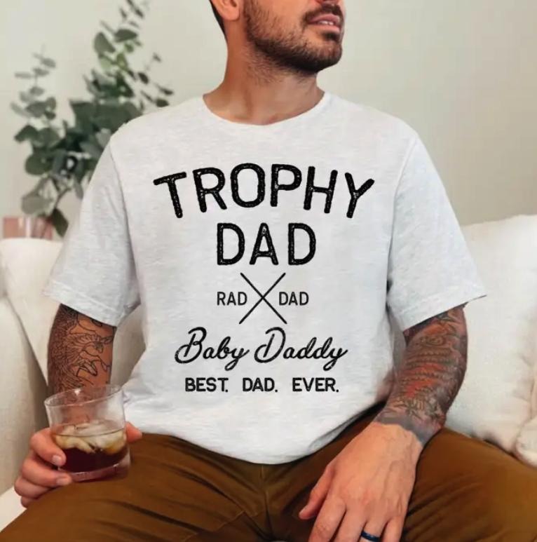 Trophy Dad Comfort Colors Tee, Father Day Gift Top Streetwear Crewneck