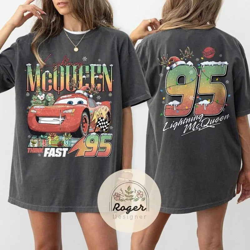 Two-sided Cars Christmas Shirt, McQueen Radiator Spring Cars Land Family Vacation 2024