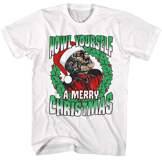 Universal Monsters - Howl A Merry - American Classics - Solid White Adult Short Sleeve T-Shirt