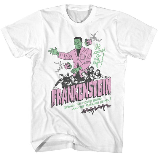 Universal Monsters - It Comes To Life - American Classics - Solid White Adult Short Sleeve T-Shirt