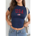 USA Baby Tee Women American crop top Y2K Fourth of July Baby Tee Summer outfit tshirt USA flag shirt Retro 90s Baby Tee Memorial Day top