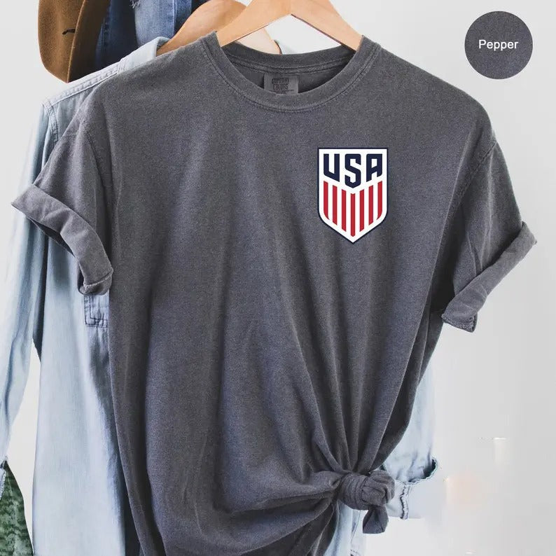 USA National Team Shirt, Comfort Colors USA Shirt, American Flag Shirt, Logo Tee, Memorial Day Ring Soft Cotton Fabric Menswear Top