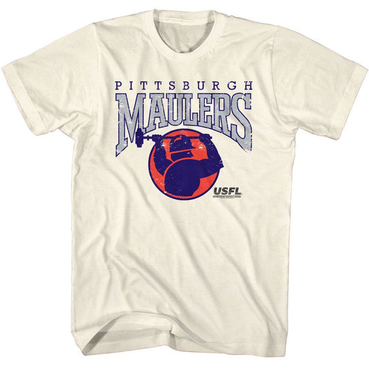 USFL - Maulers - American Classics - Solid Off-White Adult Short Sleeve T-Shirt